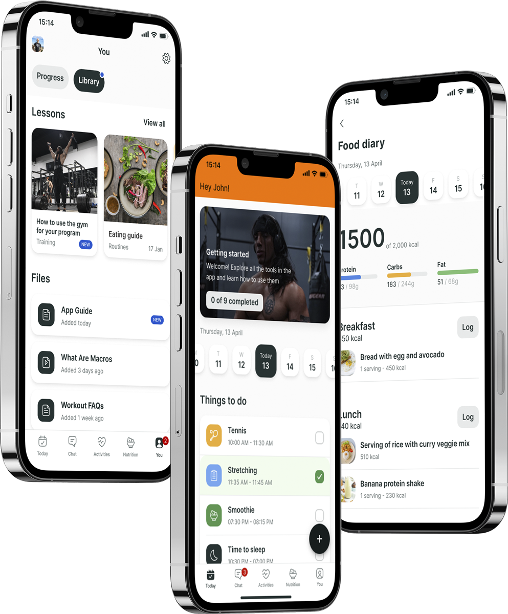 A mockup of the coaching app showcasing the features.